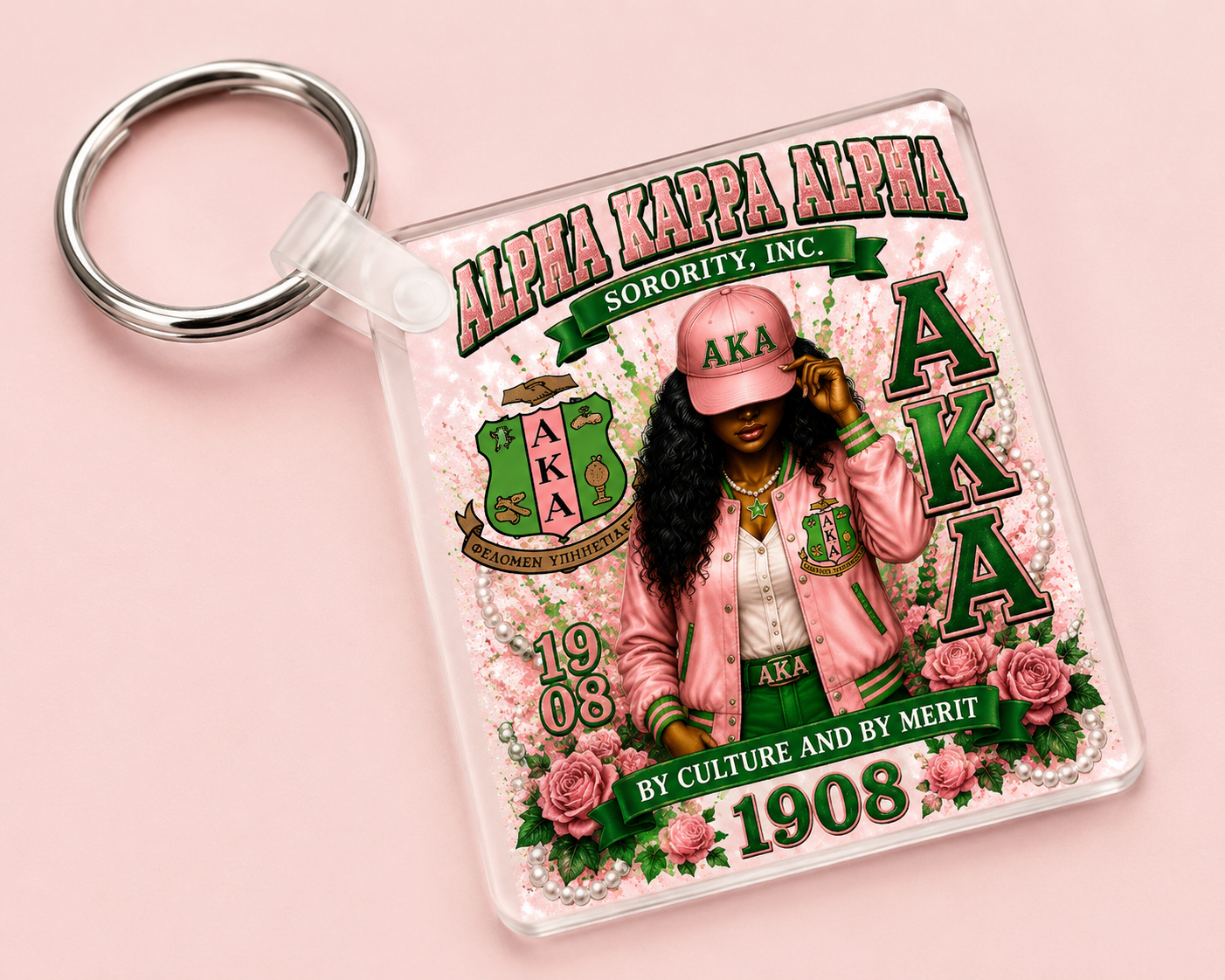 Alpha Kappa Alpha Inspired Acrylic Keychain