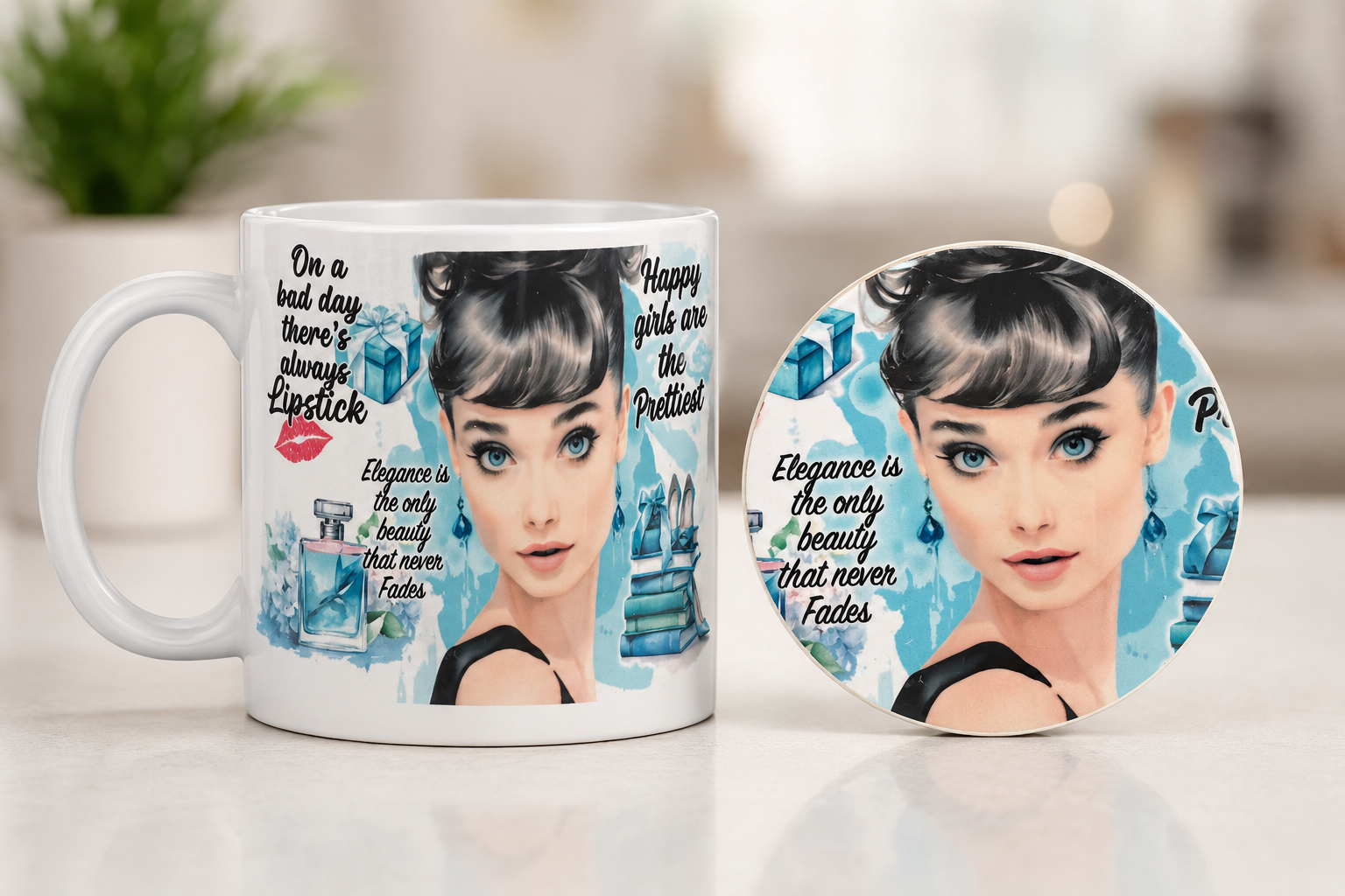 Elegance Quotes Coffee Mug & Coaster Set
