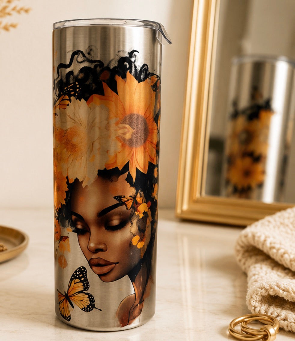 Sunflower Queen Skinny Tumbler